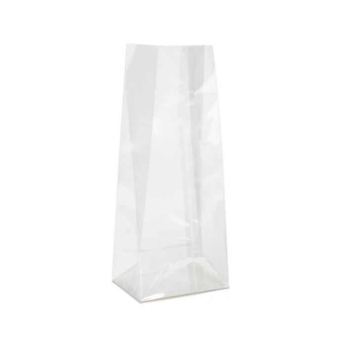 Blockbodenbeutel 12.7x7.6x30.5cm Transparent mit Bodenblatt (100 Stück) [FGPBH1]