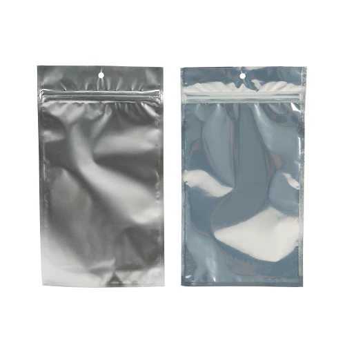 Druckverschlussbeutel Transparent/Silber 15.5x23.5cm mit Aufhängeloch (100 Stück) [HZBB7S]