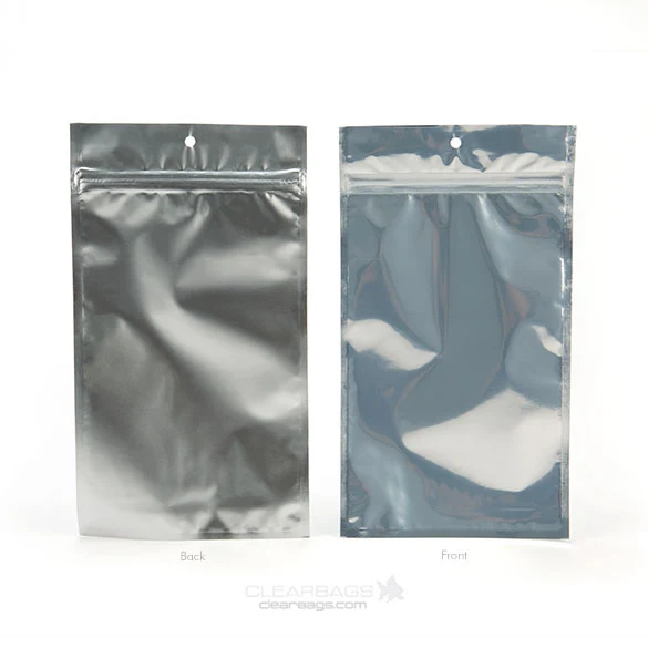 Druckverschlussbeutel Transparent/Silber 15.5x23.5cm mit Aufhängeloch (100 Stück) [HZBB7S]