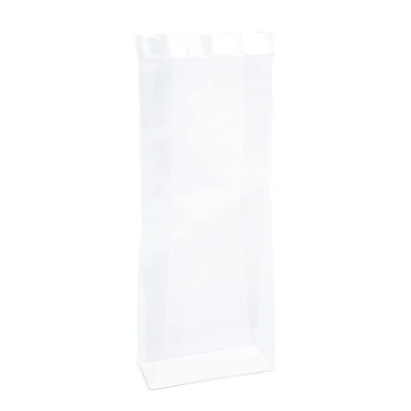 Blockbodenbeutel 7.6x3.2x21cm Transparent mit Bodenblatt (100 Stück) [FGPBH14]