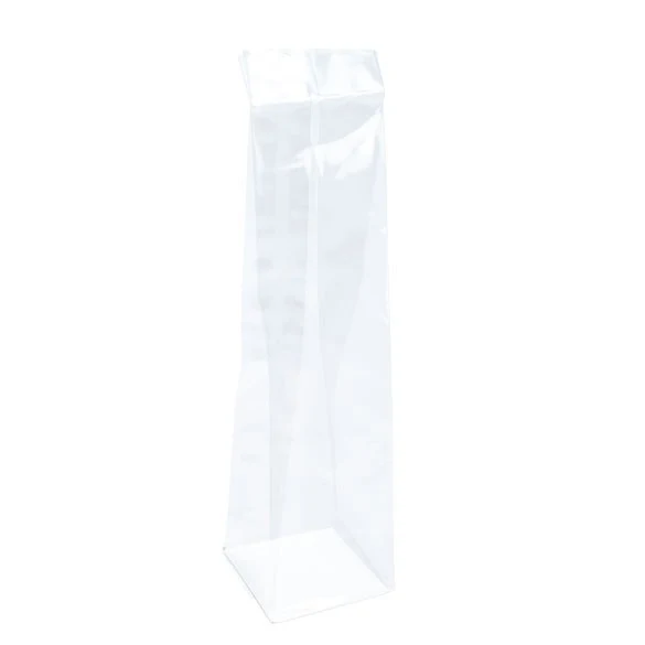 Blockbodenbeutel 5.1x5.1x21cm Transparent mit Bodenblatt (100 Stück) [FGPBH11]