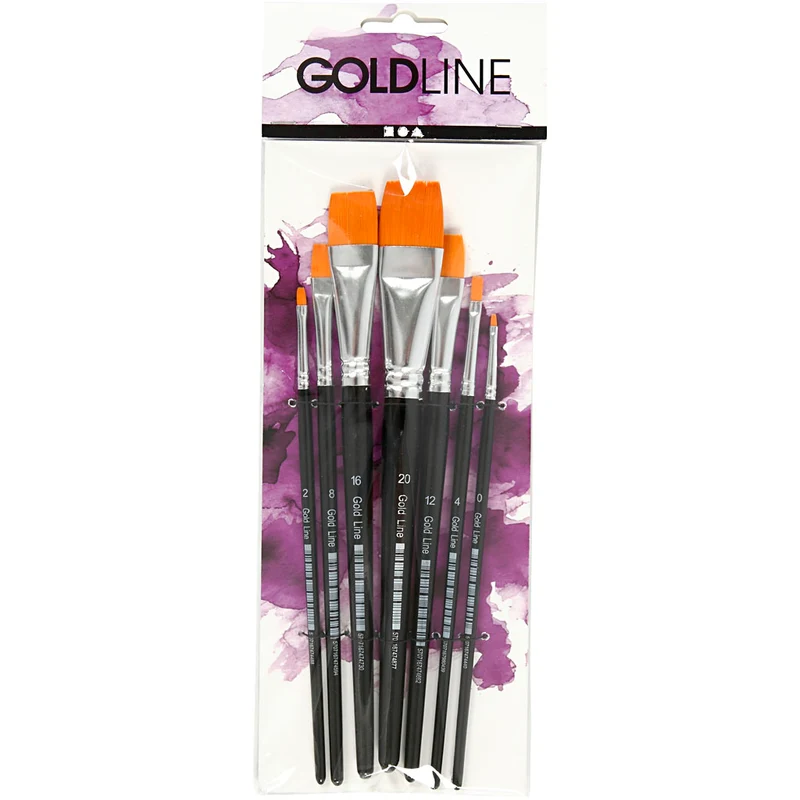 Gold Line Pinsel, Nr. 0+2+4+8+12+16+20, L 16,5-21 cm, B 1-7 mm, Flach, 7 Stk/ 1 Pck [HOB-10247]