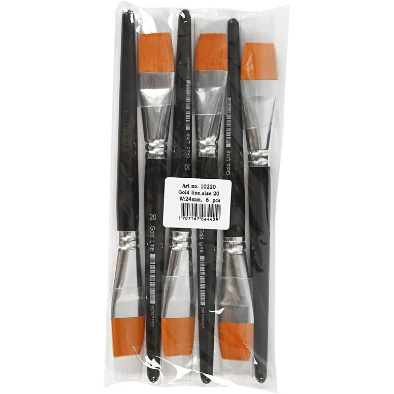 Gold Line Pinsel, Nr. 20, L 21 cm, B 24 mm, Flach, 6 Stk/ 1 Pck [HOB-10220]
