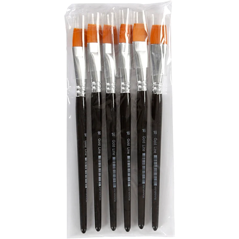 Gold Line Pinsel, Nr. 16, L 19 cm, B 17 mm, 6 Stk/ 1 Pck [HOB-10216]