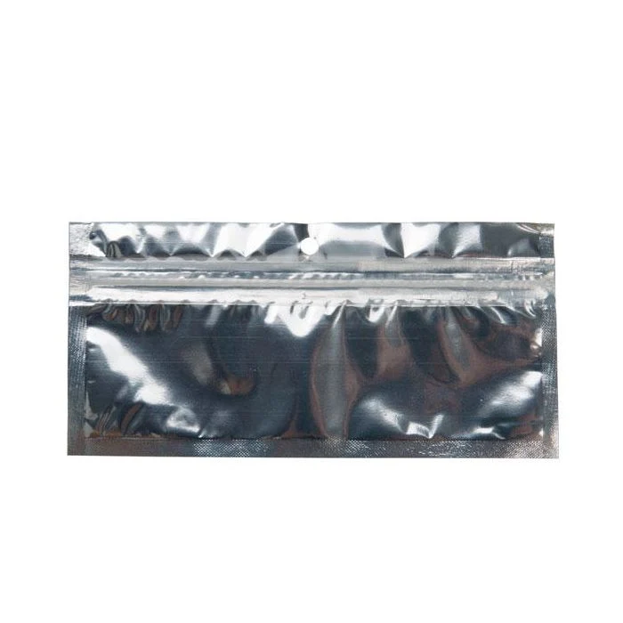 Druckverschlussbeutel Transparent/Silber 14x4.5cm mit Aufhängeloch (100 Stück) [HZBB8S]