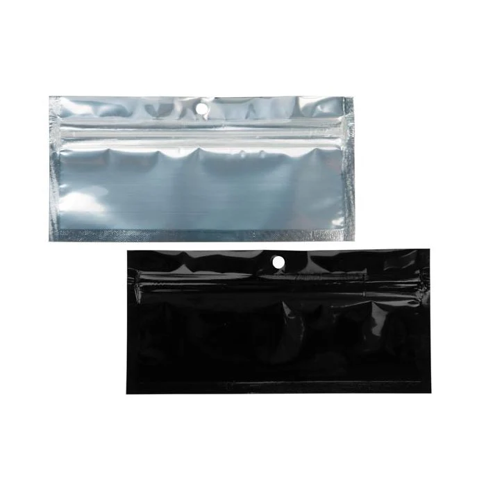 Druckverschlussbeutel Transparent/Schwarz 14x4.5cm mit Aufhängeloch (100 Stück) [HZBB8CB]