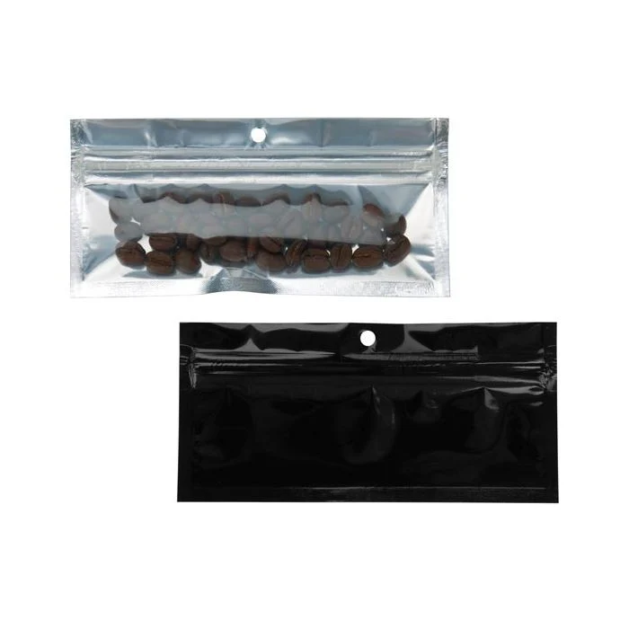 Druckverschlussbeutel Transparent/Schwarz 14x4.5cm mit Aufhängeloch (100 Stück) [HZBB8CB]