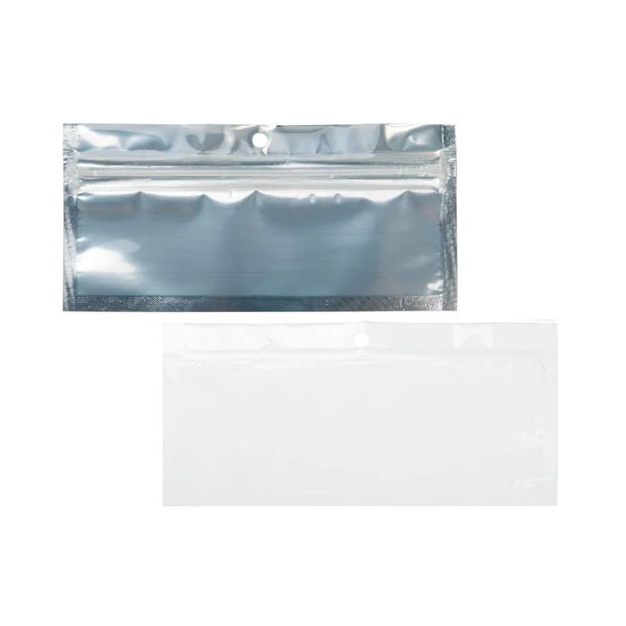 Druckverschlussbeutel Transparent/Weiß 14x4.5cm mit Aufhängeloch (100 Stück) [HZBB8CW]