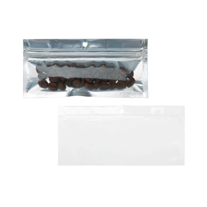 Druckverschlussbeutel Transparent/Weiß 14x4.5cm mit Aufhängeloch (100 Stück) [HZBB8CW]
