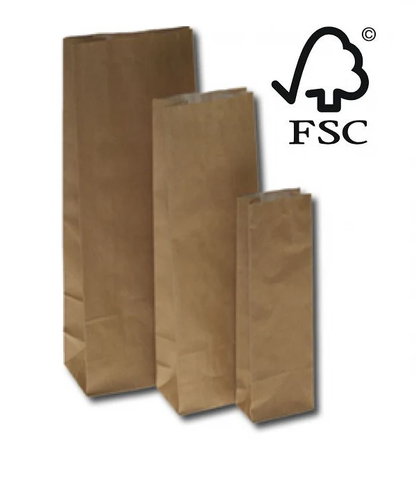 Öko-Blockbodenbeutel aus braunem Kraftpapier | Mit fettdichtem Futter 6x3.3x17cm (100 Stück) [PABB617]