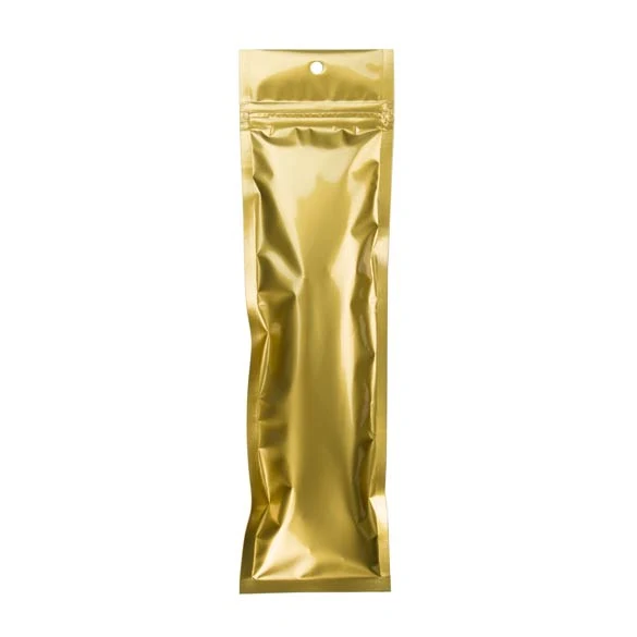 Druckverschlussbeutel Gold Metallisiert 6.5x23cm mit Aufhängeloch (100 Stück) [HZBB1MG]