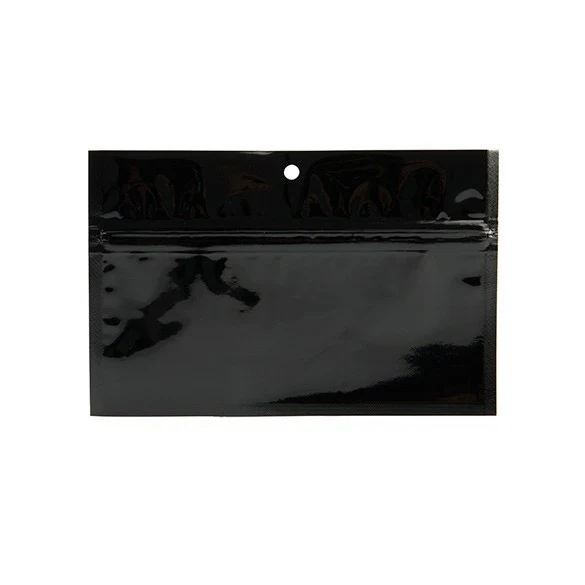 Druckverschlussbeutel Schwarz Metallisiert 15x7cm mit Aufhängeloch (100 Stück) [HZBB2MB]