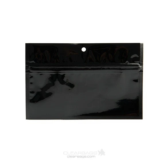 Druckverschlussbeutel Schwarz Metallisiert 15x7cm mit Aufhängeloch (100 Stück) [HZBB2MB]