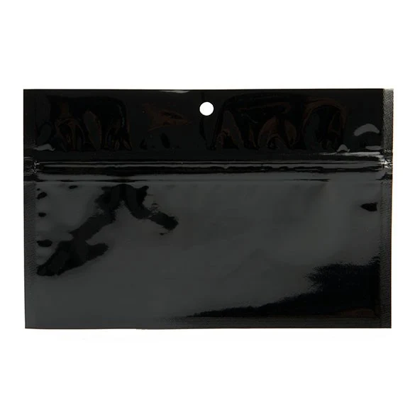 Druckverschlussbeutel Schwarz Metallisiert 15x7cm mit Aufhängeloch (100 Stück) [HZBB2MB]