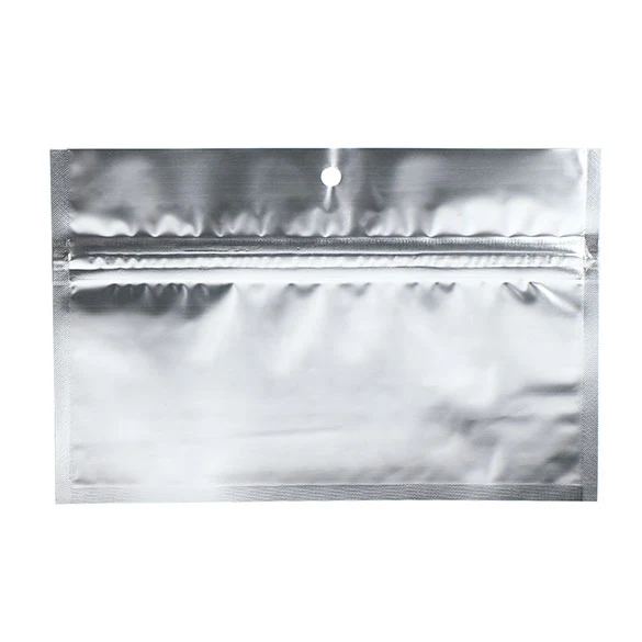 Druckverschlussbeutel Silber Metallisiert 15x7cm mit Aufhängeloch (100 Stück) [HZBB2MS]