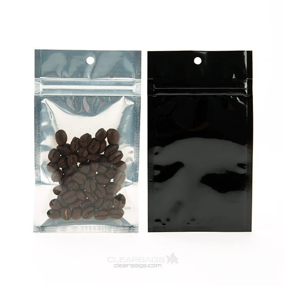 Druckverschlussbeutel Transparent/Schwarz 7.5x11.5cm mit Aufhängeloch (100 Stück) [HZBB3CB]