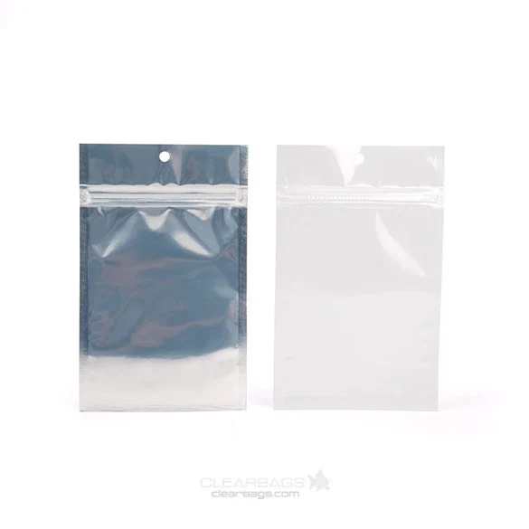 Druckverschlussbeutel Transparent/Weiß 7.5x11.5cm mit Aufhängeloch (100 Stück) [HZBB3CW]