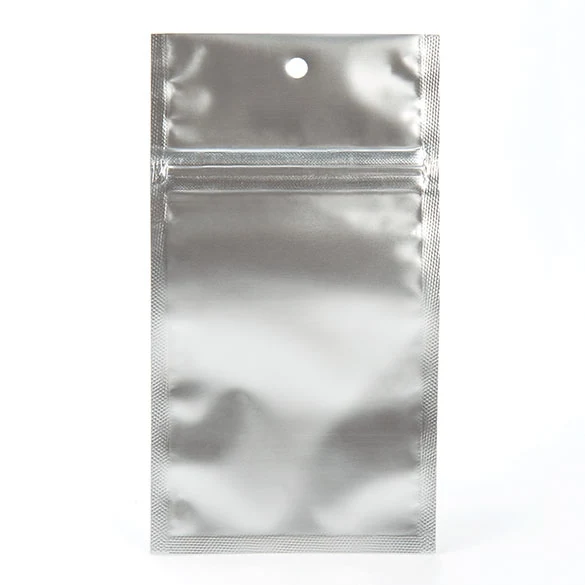 Druckverschlussbeutel Silber Metallisiert 7.5x11.5cm mit Aufhängeloch (100 Stück) [HZBB3MS]