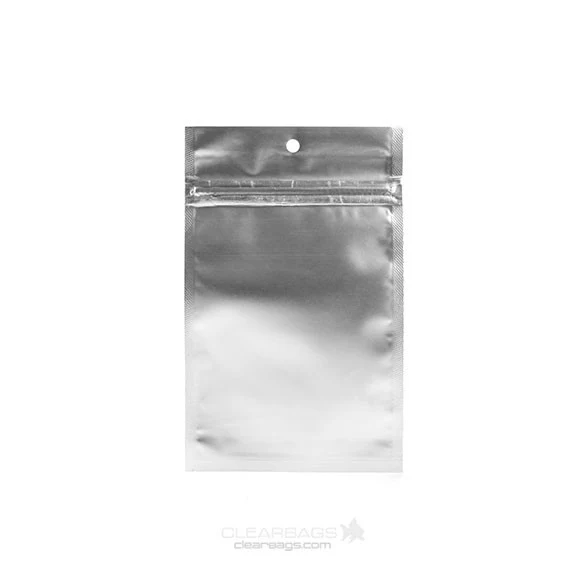 Druckverschlussbeutel Silber Metallisiert 7.5x11.5cm mit Aufhängeloch (100 Stück) [HZBB3MS]