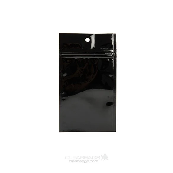 Druckverschlussbeutel Schwarz Metallisiert 7.5x11.5cm mit Aufhängeloch (100 Stück) [HZBB3MB]