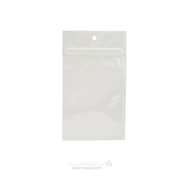 Druckverschlussbeutel Weiß Metallisiert 7.5x11.5cm mit Aufhängeloch (100 Stück) [HZBB3MW]