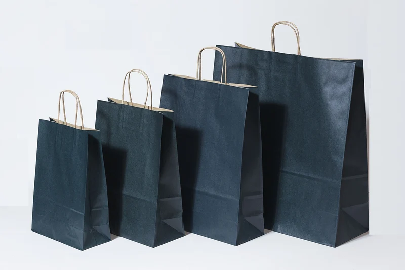 Papiertragetaschen Dunkelblau 32x12x41cm Kraft 100g/m² (50 Stück) [PAM3241DKBL]