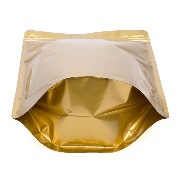 Standbodenbeutel Transparent/Gold 23x12x34.5cm | 900 Gramm (100 Stück) [ZBGG6]