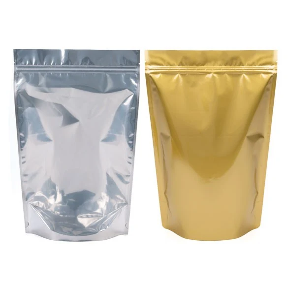 Standbodenbeutel Transparent/Gold 23x12x34.5cm | 900 Gramm (100 Stück) [ZBGG6]