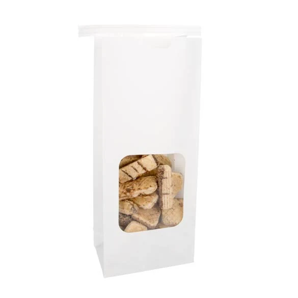 Kraftbeutel Weiß wiederverschließbar 10.8x6.4x26.7cm (100 Stück) [TTW2W]