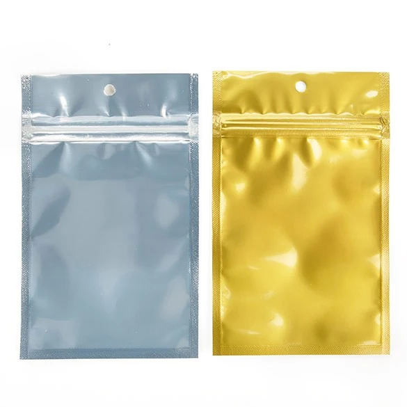 Druckverschlussbeutel Transparent/Gold 9.2x12.7cm mit Aufhängeloch (100 Stück) [HZBB4CG]