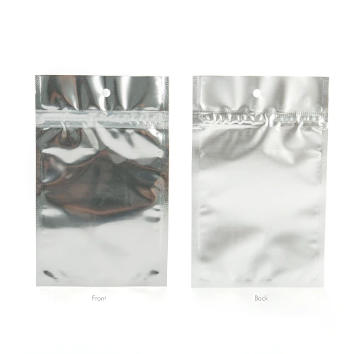 Druckverschlussbeutel Transparent/Silber 9.2x12.7cm mit Aufhängeloch (100 Stück) [HZBB4S]