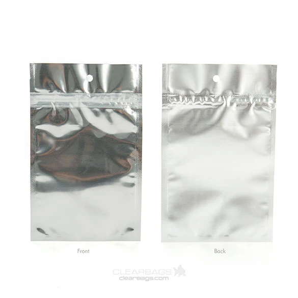 Druckverschlussbeutel Transparent/Silber 9.2x12.7cm mit Aufhängeloch (100 Stück) [HZBB4S]