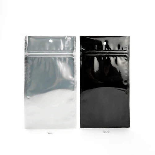 Druckverschlussbeutel Transparent/Schwarz 9.2x12.7cm mit Aufhängeloch (100 Stück) [HZBB4CB]