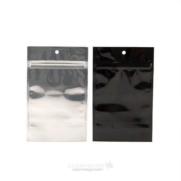 Druckverschlussbeutel Transparent/Schwarz 9.2x12.7cm mit Aufhängeloch (100 Stück) [HZBB4CB]