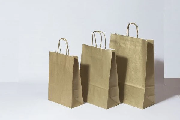 Papiertragetaschen Gold 22x10x31cm Kraft 90g/m² (50 Stück) [PAM2231GO]