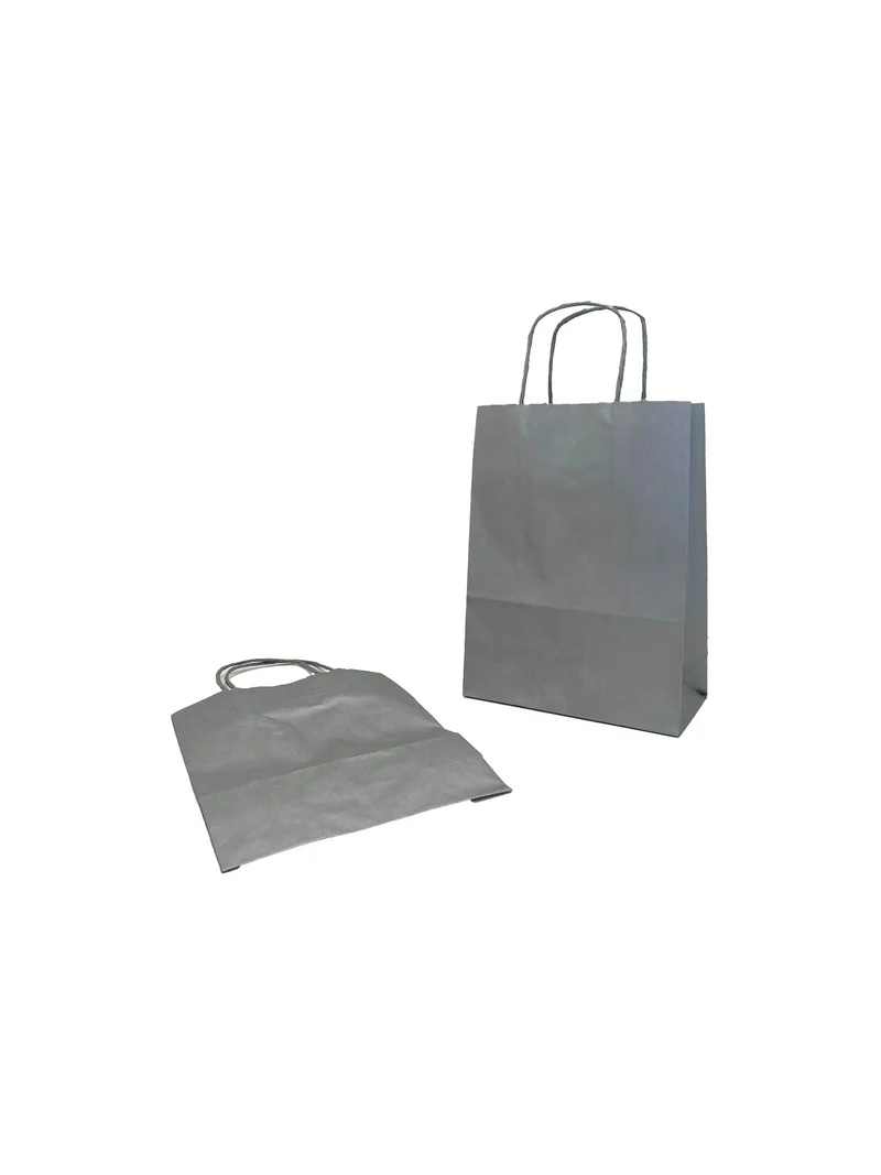 Papiertragetaschen Silber 18x8x22cm Kraft 90g/m² (50 Stück) [PAM1822SI]