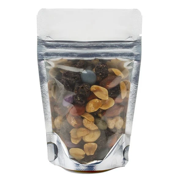 Standbodenbeutel Transparent/Gold 8x5x13cm | 28 Gramm (100 Stück) [ZBGG1]