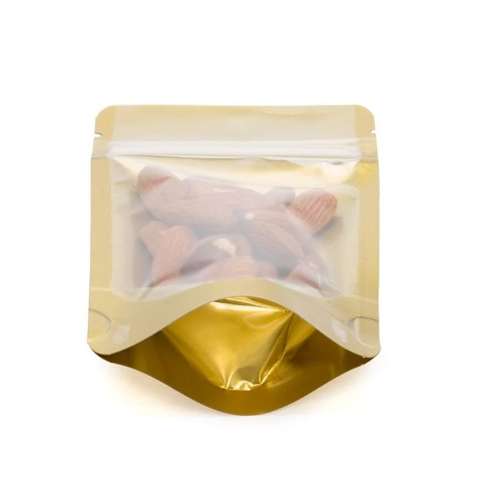 Standbodenbeutel Transparent/Gold 17x9x28.5cm | 340 Gramm (100 Stück) [ZBGGC4]