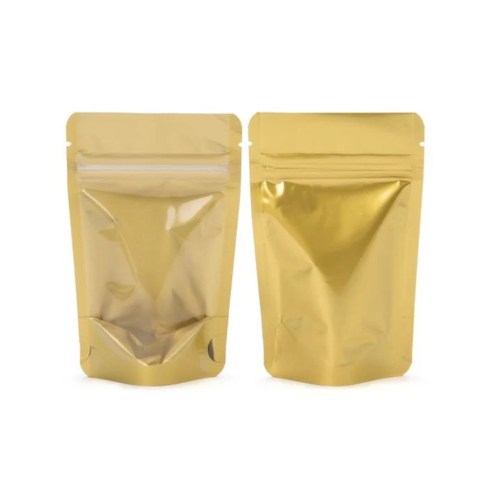 Standbodenbeutel Transparent/Gold 17x9x28.5cm | 340 Gramm (100 Stück) [ZBGGC4]