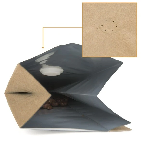 Kaffeebeutel Kraft mit Ventil 8.5x6.5x33cm | 450 Gramm | Beschichtet (50 Stück) [SGC2K]