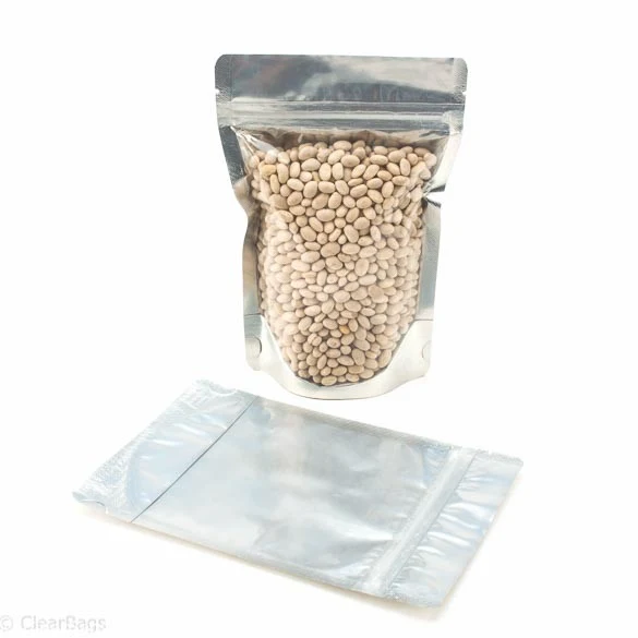 Standbodenbeutel Transparent/Silber 12x7.5x18.5cm | 110 Gramm (100 Stück) [ZBGS46]