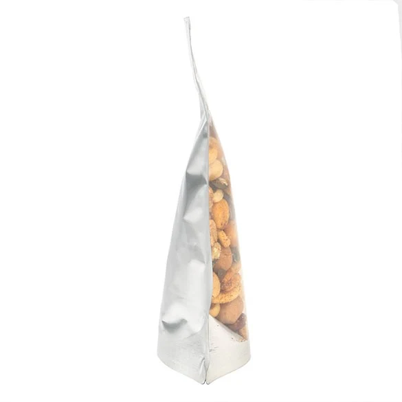 Standbodenbeutel Transparent/Silber 9.5x5.5x15.5cm | 57 Gramm (100 Stück) [ZBGS35]