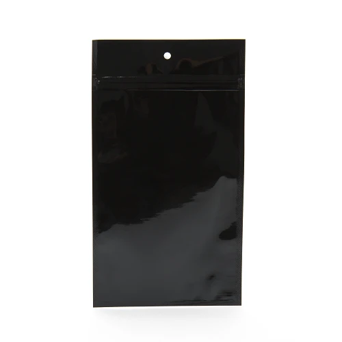 Druckverschlussbeutel Schwarz Metallisiert 10x16.5cm mit Aufhängeloch (100 Stück) [HZBB5MB]