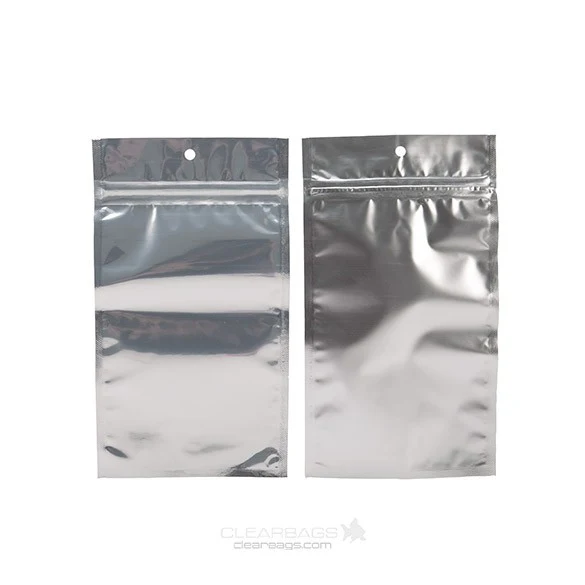 Druckverschlussbeutel Transparent/Silber 10x16.5cm mit Aufhängeloch (100 Stück) [HZBB5S]