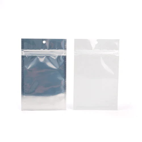 Druckverschlussbeutel Transparent/Weiß 10x16.5cm mit Aufhängeloch (100 Stück) [HZBB5CW]