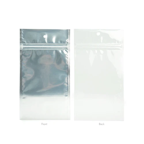 Druckverschlussbeutel Transparent/Weiß 12.5x21cm mit Aufhängeloch (100 Stück) [HZBB6CW]