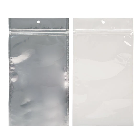 Druckverschlussbeutel Transparent/Weiß 12.5x21cm mit Aufhängeloch (100 Stück) [HZBB6CW]