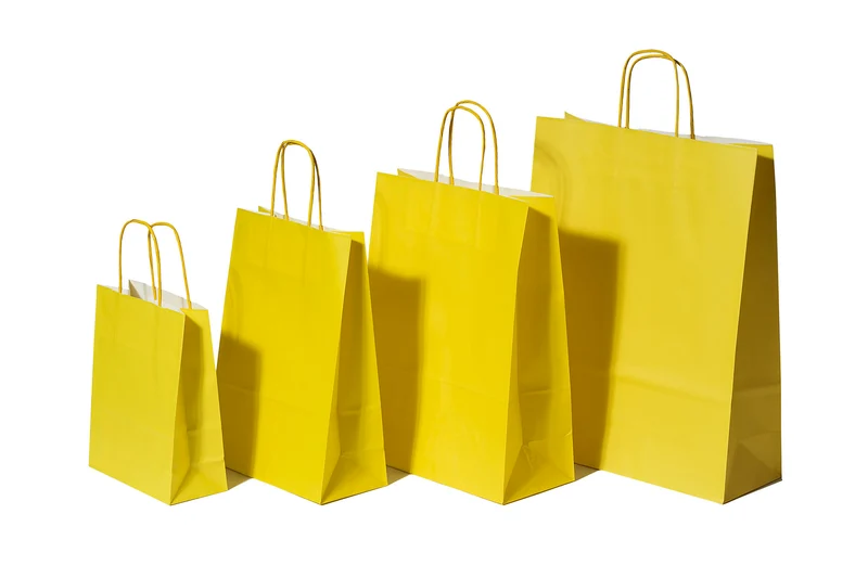 Papiertragetaschen Gelb 32x12x41cm Kraft 100g/m² (50 Stück) [PAM3241Y]