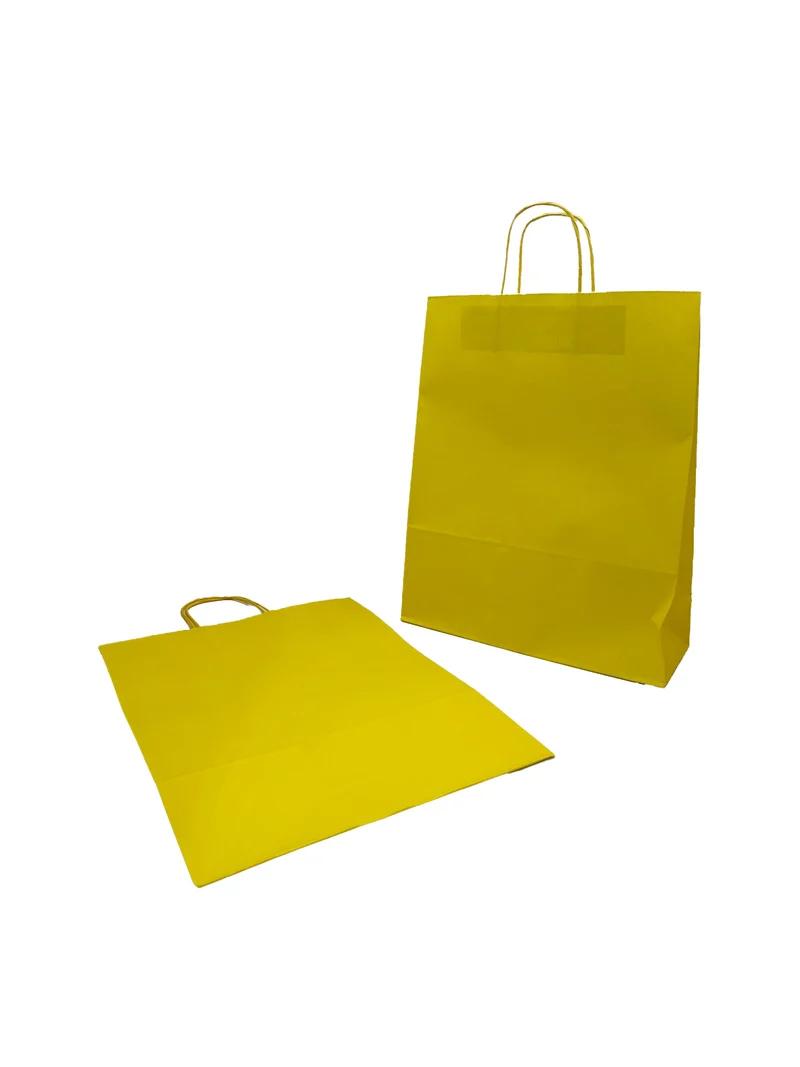 Papiertragetaschen Gelb 32x12x41cm Kraft 100g/m² (50 Stück) [PAM3241Y]
