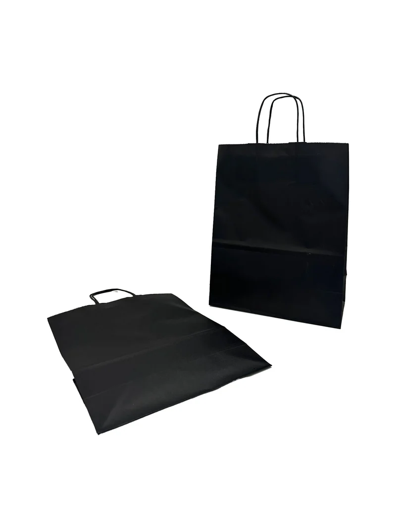 Papiertragetaschen Schwarz 26x12x35cm Kraft 90g/m² (50 Stück) [PAM2635BK]